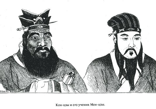Конфуций и его ученик Мен-цзы.