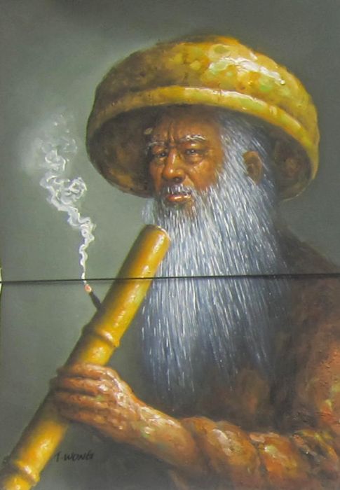 Курильщик. Современная китайская живопись. Фото Лимарева В.Н.